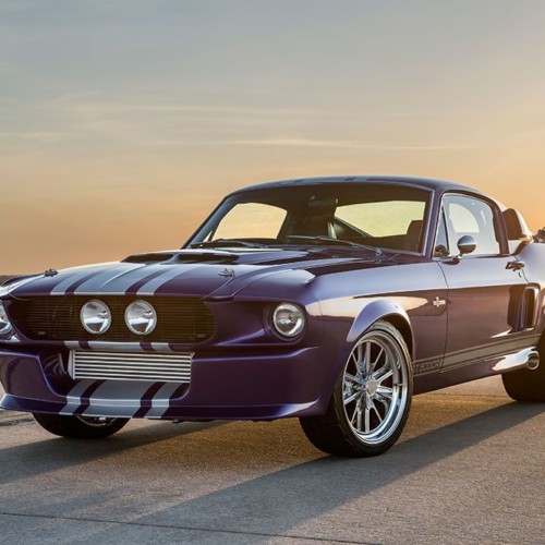 1967 Shelby GT500CR purple with silver stripes built by Classic Recreations
