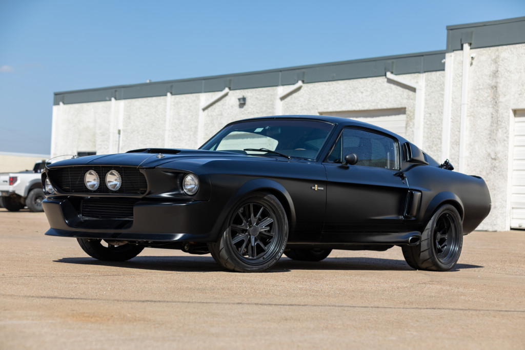 1967 Shelby GT500CR 900S flat black with black stripes built by Classic Recreations side view