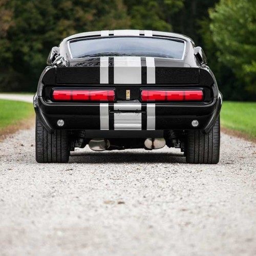 1967 Shelby GT500CR black with silver stripes built by Classic Recreations rear view