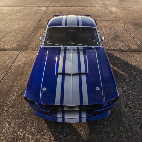 1967 Shelby GT500CR blue with silver stripes built by Classic Recreations