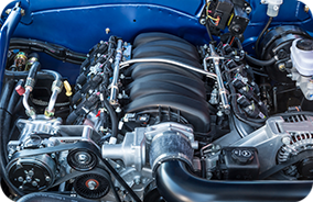 1969 CR1 Camaro Blue engine bay
