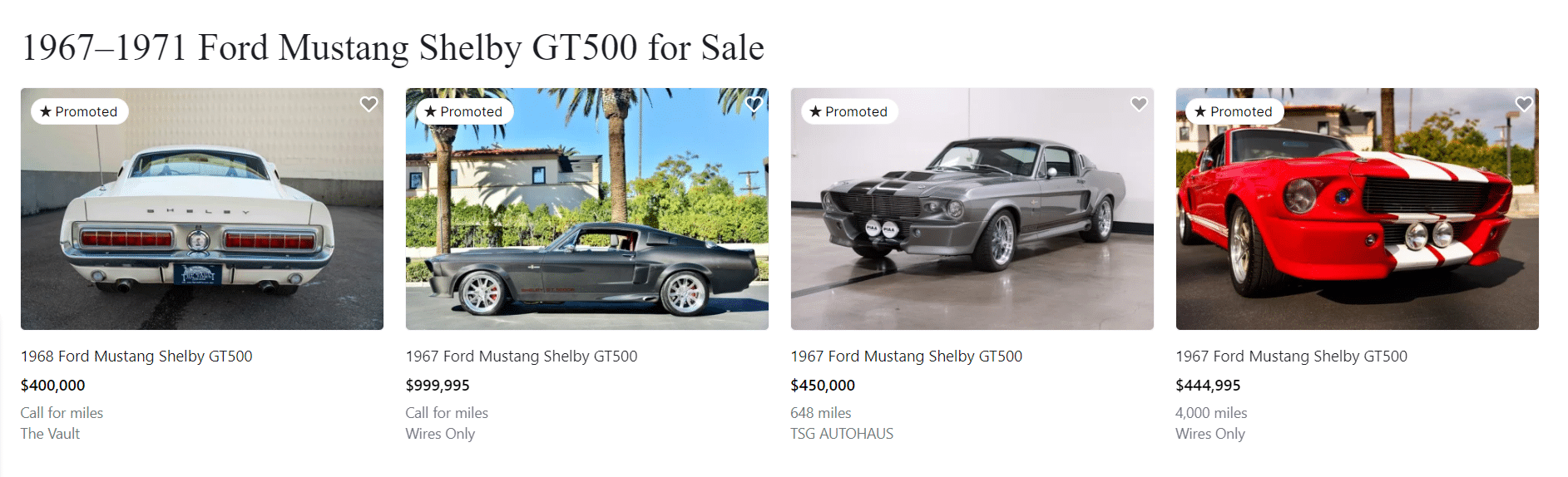 WHAT IS THE AVERAGE PRICE FOR A SHELBY GT500?