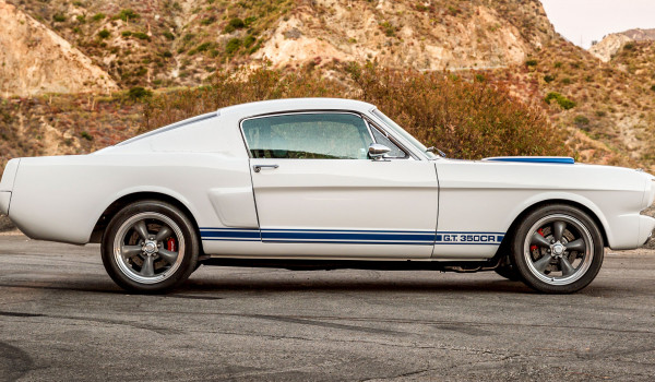 1965 Shelby GT350CR next to mountains